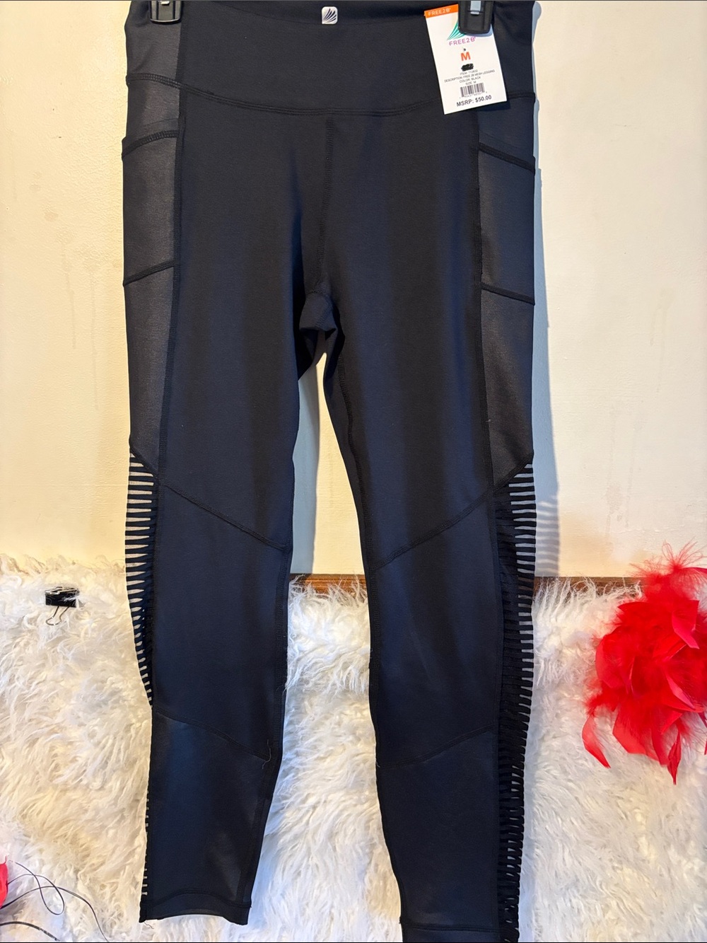 Freeze Black Athletic Leggings with Side Mesh Panels